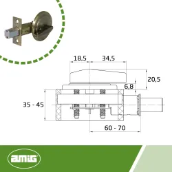 Zamek dodatkowy bolcowy z blokadą jednostronną złoto antyczne mod. 1750