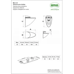 Podpórka regulowana nikiel satyna do półki 40mm mod.43