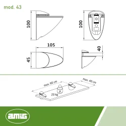 Podpórka regulowana chrom połysk do półki 40mm mod.43 pelikan