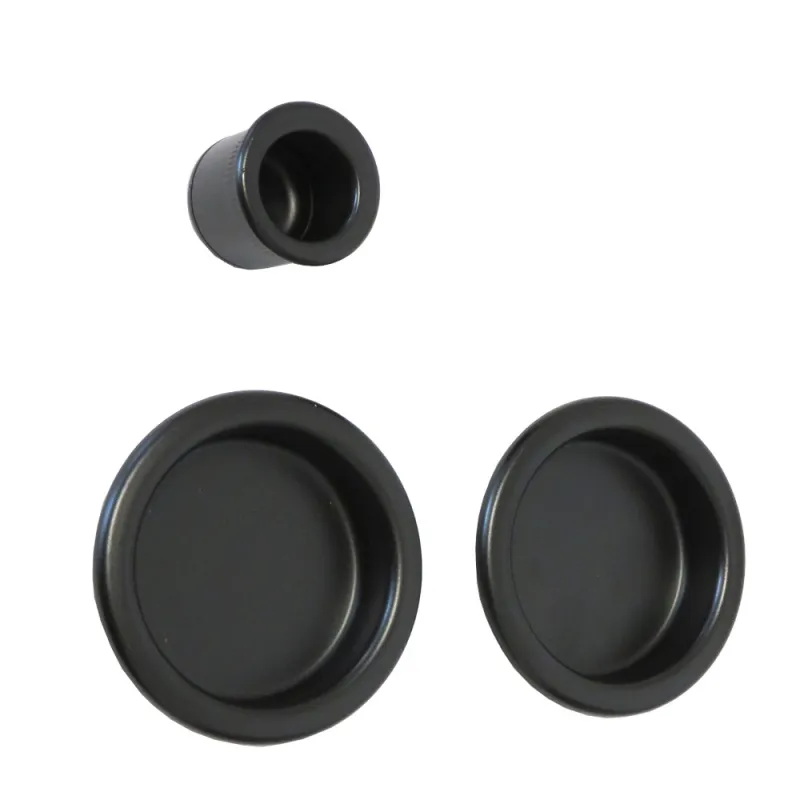 Uchwyty wpuszczane okrągłe 60mm czarne SCIVOLA-E + uchwyt na palec