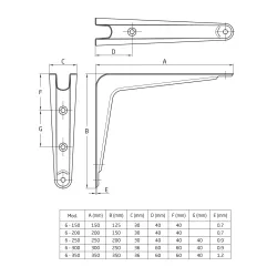 Wspornik półki stalowy czarny 150x125mm mod. 6