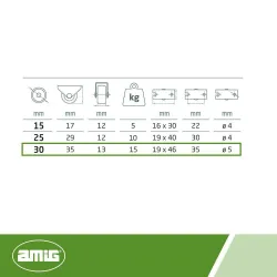 Kółko gumowe 30mm stała płytka szare 15kg mod. 1301