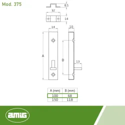 Zasuwka meblowa 100mm mosiądzowana mod. 375