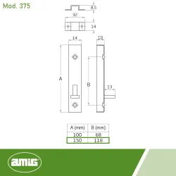 Zasuwka meblowa 150mm mosiądzowana mod.375