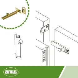 Zasuwka mosiężna 100mm mosiądz lakierowany mod. 600
