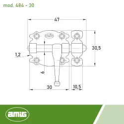 Zasuwka stalowa 30x30mm czarna mod. 484
