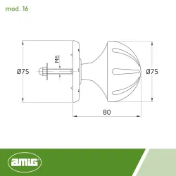 Gałka drzwiowa stała 75mm czarna mod.16