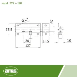 Zasuwka 392-120 mosiądz chromowany