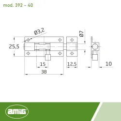 Zasuwka 392-40 mosiężna chromowana