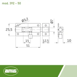 Zasuwka 392-50 mosiężna chromowana