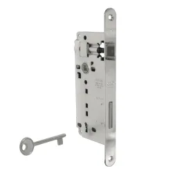 Zamek drzwiowy na klucz 90/50 niklowany F22 PATENT GRANDE