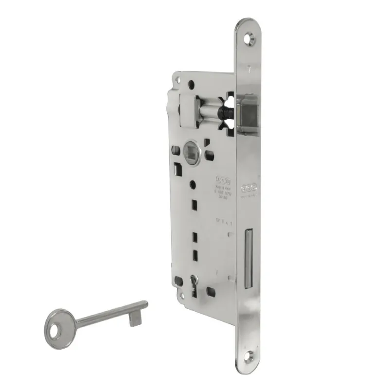 Zamek drzwiowy na klucz 90/50 niklowany F22 PATENT GRANDE