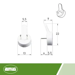 Wieszaczki haczyki wbijany 22x13mm kremowy 6szt. mod. 200 DIS
