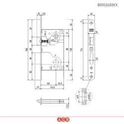 Zamek drzwiowy na wkładkę 85/50 brąz F22 CENTRO z ryglem