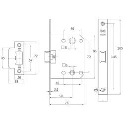 Zamek łazienkowy do WC 70/50 chrom mat mod. 3100U