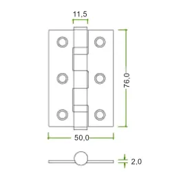 Zawias drzwiowy 76x50x2mm chromowany 2szt.