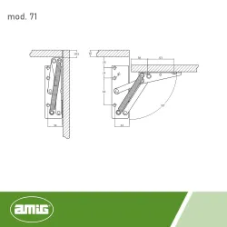 Zawias sprężynowy do frontów otwieranych do góry niklowany komplet mod. 71