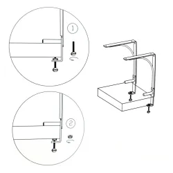 Wspornik półki montowany do blatu stalowy czarny 180x200mm mod. TOP