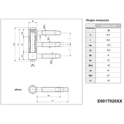 Zawias wkręcany 20x93mm mosiądzowany AGB Tria maxi