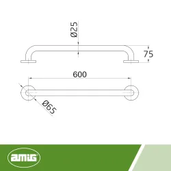 Pochwyt drzwiowy 600mm stal nierdzewna inox na okrągłych szyldach mod.5