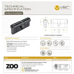 Wkładka drzwiowa 90mm 45/45 czarna mod. V5