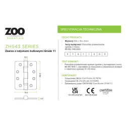 Zawias stalowy 102x76mm czarny 2szt. łożyskowany mod. ZHS43R