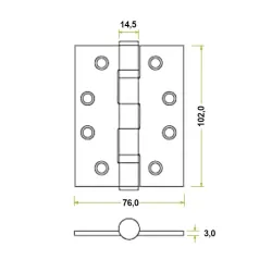 Zawias do drzwi 102x76mm stal nierdzewna INOX połysk splatany 3szt.