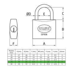Kłódka mosiężna 30mm ten sam klucz podwójne ryglowanie mod.10
