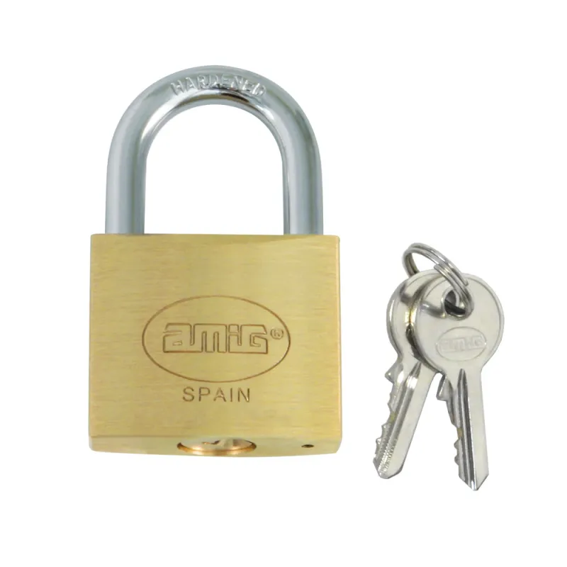 Kłódka zatrzaskowa 25mm mosiężna matowa mod.1