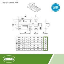 Zasuwka 800-100 INOX
