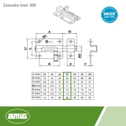 Zasuwka 800-50 INOX DIS
