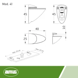 Podpórka do półki szklanej 1-10mm regulowana złoty połysk mod. 41