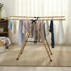 Suszarka na ubrania składana bambus 137x62x92cm czarny mod. AERIA-N13M