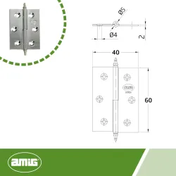 Zawias meblowy 60x40mm chrom połysk LEWY (pl) mod. 1006