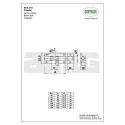 Zasuwka mosiężna lakierowana 100x25mm mod.391