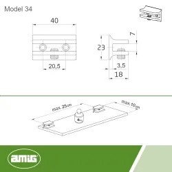 Podpórka półki szklanej 6mm biała mod.34