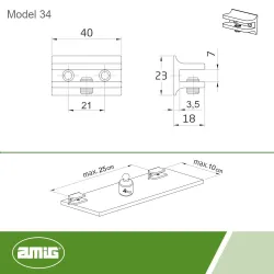 Podpórka półki szklanej 6mm chrom połysk uchwyt do szkła mod.34