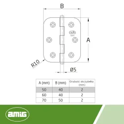 Zawias meblowy 50x40mm chromowany splatany mod. 1130