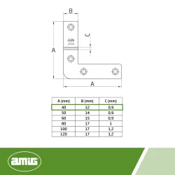 Narożnik montażowy 40x40x12mm cynkowany 4szt mod.1 DIS
