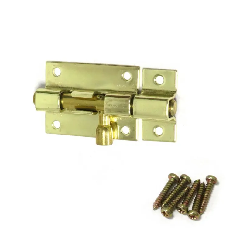 Zasuwka meblowa stalowa 40x28mm mosiądzowana mod. 390