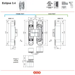 Zawias ukryty wpuszczany mod. ECLIPSE 3.4 nikiel połysk