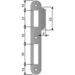 Zaczep z najazdem 20x138mm niklowany płetwa 8mm do zamków PATENT Piccola
