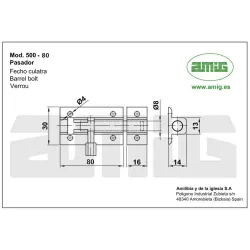 Zasuwka aluminiowa 80x30mm czarna mod. 500