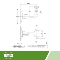 Wspornik poręczy mosiądz chromowany mod.22