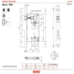 Zamek drzwiowy łazienkowy 90/50 niklowany F22 PATENT GRANDE