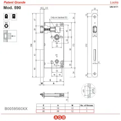 Zamek drzwiowy łazienkowy 90/60 mosiądzowany F22 PATENT GRANDE