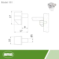 Podpórki do półki meblowej z bolcem/sztyftem przezroczyste 8 szt. mod. 161
