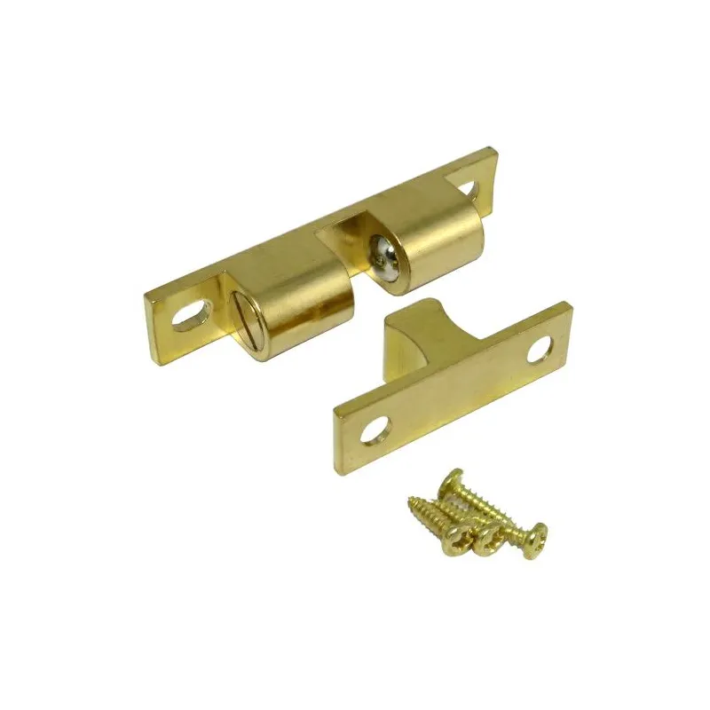 Zatrzask meblowy dwukulkowy 60x12mm mosiądz satyna mod. 14