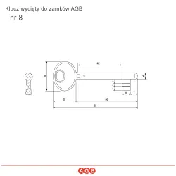 Klucz dodatkowy niklowany nr 08 do zamków AGB