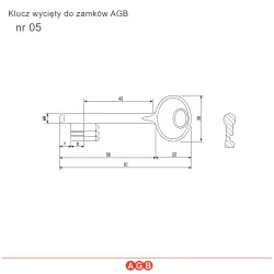 Klucz dodatkowy nr 05 niklowany do zamków AGB